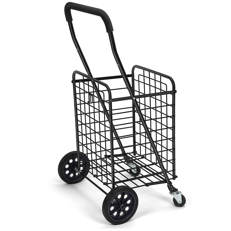 Grocery Shopping Cart with Swivel Wheels Foldable and Collapsible Utility Cart